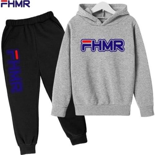 Kids Hoodie And Pant Two-piece Cartoon 4-14 Years Girl Boys Set FHMR Spring Autumn Cotton Long-sleeved Trousers Suit Sweatshirt