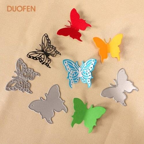 DUOFEN METAL CUTTING DIES 010087 3pcs small butterflies cutout lace hollow embossing stencil DIY Scrapbook Paper Album 2019 new