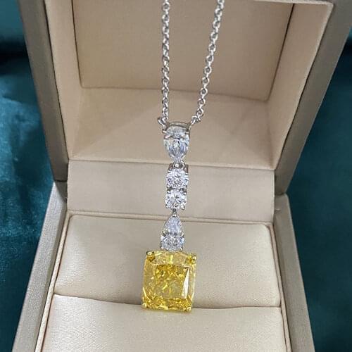 Elegant 925 Sterling Silver Lab Diamond Topaz Pendant Necklace for Women Party Wedding Bridal Jewelry Anniversary Gift Surprise