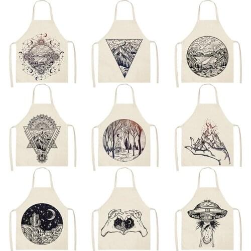 Moon Starry Pattern Apron Kitchen Kitchen Accessories Baking Accessories Apron for Children House Cleaning Apron Barber Apron