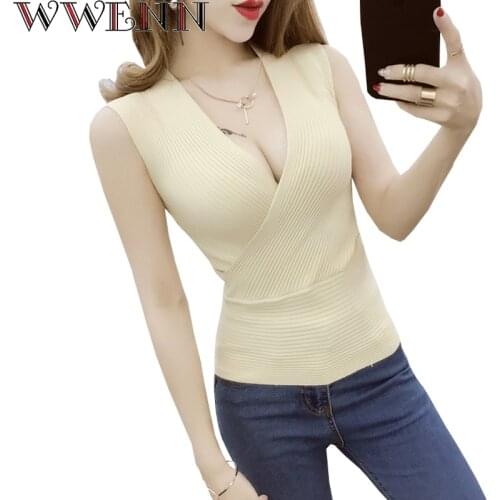 Tank Top vetement femme Fashion Vest Casual Sleeveless Sexy V-Neck Women Summer Korean Knitted Cotton Womens Clothes