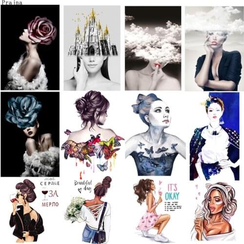 Fashion Girl Iron On Patches For Clothing DIY New Aesthetic Girl Patches Iron On Transfer Patches Heat Thansfer Thermal Sticker