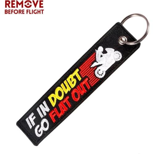 Fashion Car Key Chain Embroidery IF IN DOUBT GO FlLAT OUT Disppear Motorcycle llaveros Keychain Key Fobs OEM ATV Car Keyring