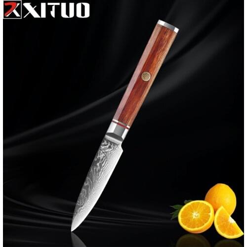 XITUO 3.5 Inch Paring Knife Japanese Damascus Steel VG10 Core Blade Chef Steak Paring Petty Peeling Knives For Kitchen Hot Tool