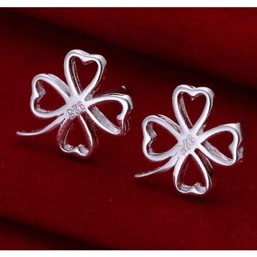 Earrings Silver Plated Earrings Silver Trendy Jewelry Earrings Four Leaves Jewelry Wholesale Free Shipping aowi LE101