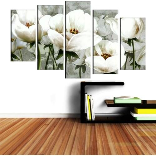 ShineHome-5pcs Canvas Painting Printing Prints Wall Pictures for Living Room on Canvas Art Framed Abstract Floral Home Decor