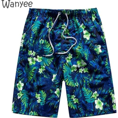 Mens Summer Beach Large Size Men Quick-Drying Five-Point Loose Printed Male Comfort Bather Trunks Shorts Lace-Up Fashion Casual
