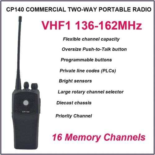 Brand New CP140 VHF1 136-162MHz 16 Conventional Channels COMMERCIAL Portable Two-Way Radio