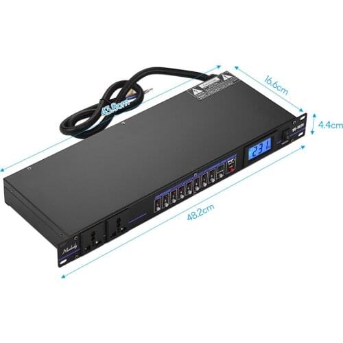 Muslady VS-1028 Advanced 10-outlet Rack Mount Power Sequence Controller Conditioner Surge Protector Power Supply Regulator