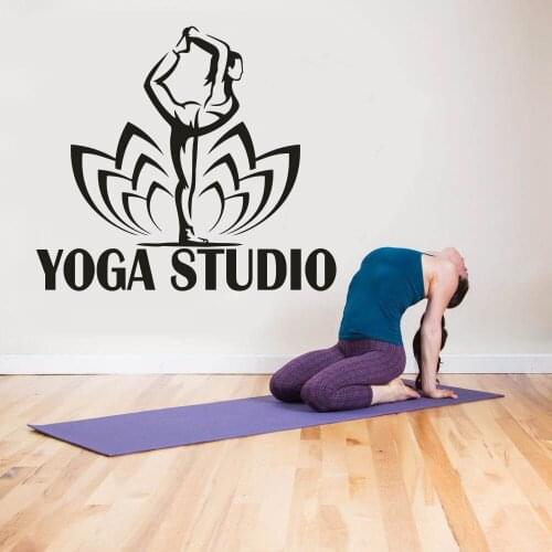 Yoga Studio Wall Decoration Lotus Pattern Yoga Pilates Vinyl Wall Decal Yoga Women Posture Wall Sticker Vinyl Wall Art
