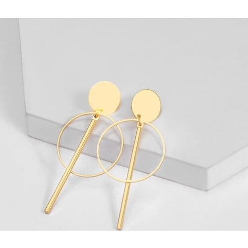 Korean Geometric Vintage Long Earrings For Women Fashion Statement Acrylic Gold Simple Drop Dangle Earrings 2020 Female Jewelry