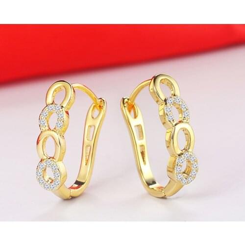 Classic Design Gold-Color Cushion Cut Big Cubic Zirconia Wedding Hoop Earrings for Women ZYE817