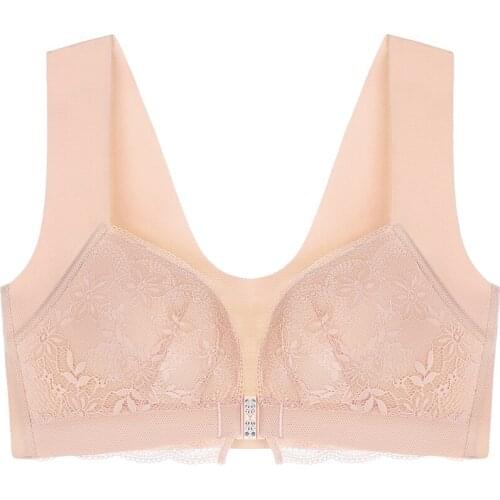 Vest plus fertilizer to increase sports sleep big cup sports top plus size women Front buckle beauty back bra