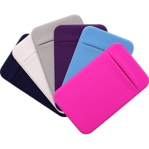 1PC New Fashion Elastic Cell Phone Card Holder Mobile Phone Wallet Case Credit ID Card Holder Adhesive Sticker Pocket