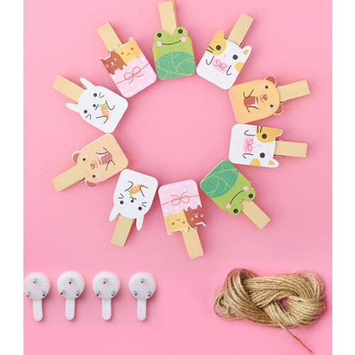 10pcs/lot Cartoon Wooden Clips Photo Clips Decor Panda Rabbit Clothespin Cute Animals Craft DIY Scrapbooking Clips