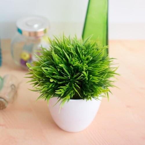 13x14cm Green Purple Pink Artificial Grass Ball Potted Mini Bonsai Home Garden Bedroom Living Room Decor Desktop Fake Plants