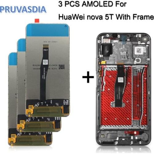 3 Wholesale Display For Huawei Nova 5T YAL-L21 L71 L61 Lcd Display Touch Screen Replacement For Nova 5 T Lcd Screen With Frame