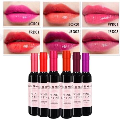 6Pcs Wine Bottle Shape Lip Tint For Women Makeup Waterproof Liquid lasting Lipstick Lip Gloss Red Lips Lipgloss Cosmetic Tools