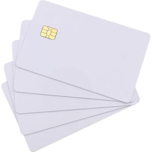 White PVC card CR80 with SLE FM4442 chip contact smart card