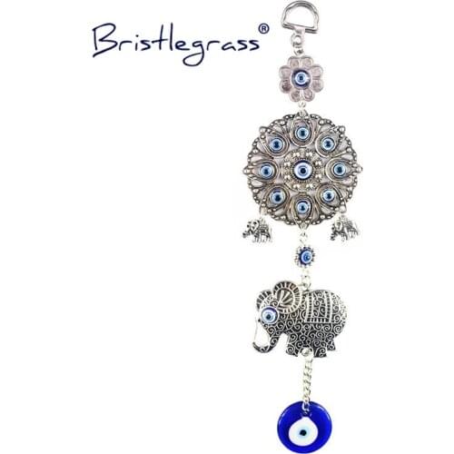 BRISTLEGRASS Turkish Blue Evil Eye Flower Elephant Amulets Lucky Charms Wall Hanging Pendants Pendulum Blessing Protection Decor