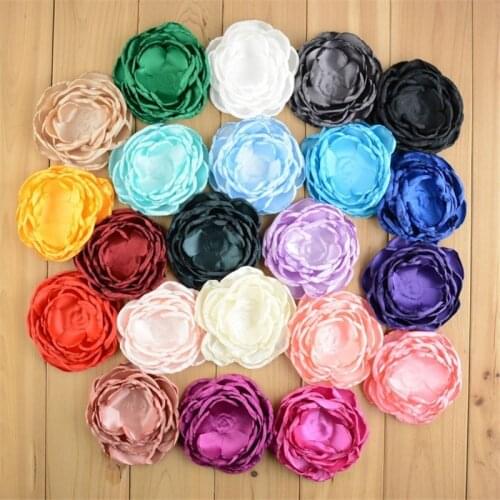 22pcs/lot 4 Inch Large Multilayer Burned Satin Rose Hair Flowers DIY Brooch Garment Accessories 22 Color U Pick MH89