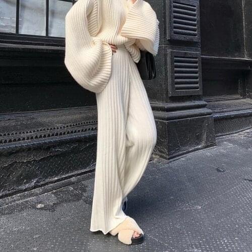 Women Pants Spring Autumn Knitting Full Length LOOSE Elastic Waist Solid Office Lady Simple All-match Women Pants