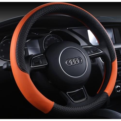 Car leather Steering-wheels Cover 37 38cm 15" non slip for Audi A2 A3 A4 A5 A6 A7 A8l Q2 Q3 Q5 Q7 S2 S3 Sedan Sportback Avant