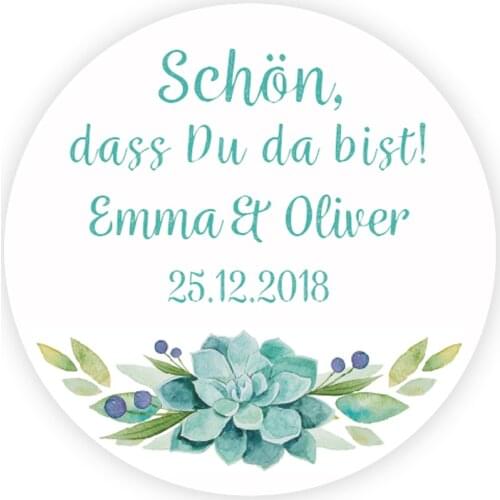DouxArt 100PCS 4CM Stickers Customized Wedding, Schon, dass Du da bist Marriage Communion Labels Favors Gifts Package Seals