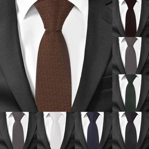 New Ties For Men Skinny Men Necktie Suits Mens Solid Neck Tie For Business Cravats 6cm Width Groom Neckties