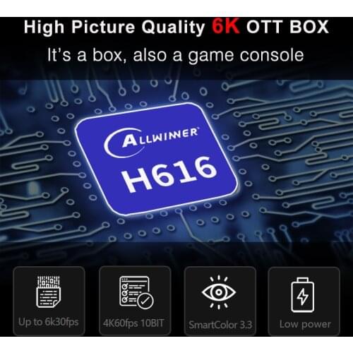 H96 MAX H616 Android 10 TV Box 6K 3D Youtube Media Player 2.4G/5G Wifi 4G 64G Quad Core Smart Android TV Box 2021