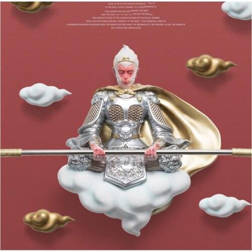 Chinese Resin Qi Tian Da Sheng Sun Wukong Relief Wall Hanging Livingroom Fight Victory Over Buddha Wall Mural Decoration Crafts