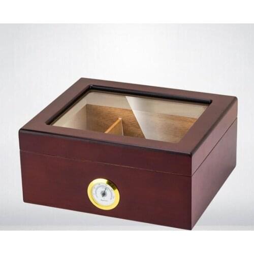 LUBINSKI Cedar Wood Humidor W/ Humidifier Hygrometer Cigar Cigarette Case Holder Box Fit Cohiba 35 Cigars Tobacco Storage