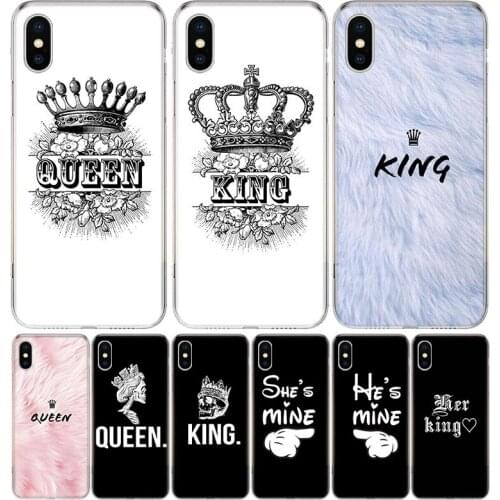 Fashion Pattern King Queen Phone Case for Apple iphone 11 12 Mini Pro XR X Xs Max 7 8 6 6s Plus 7G 6G 5G 5S 5 SE + Customize Cov