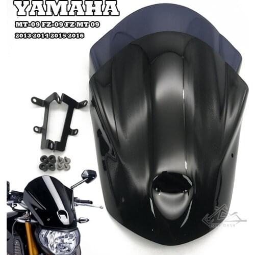 MT09 FZ09 ABS Motorcycle Windshield Windscreen with Mounting Bracket Screws for Yamaha MT-09 FZ-09 FZ MT 09 2013 2014 2015 2016