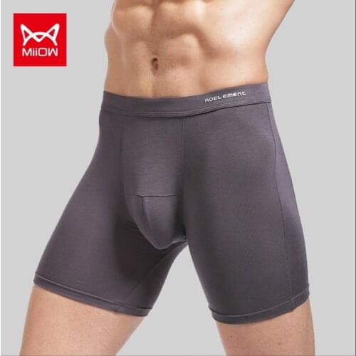 MiiOW Mens Wear-resistant Leg Sports Plus Long-legged Underwear Pants Modal Boxer Running Long Boxers