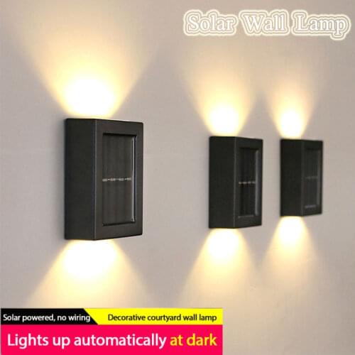 2PC Solar Wall Lamp Outdoor Garden Household Waterproof Wall Lamp Light Up And Down Garden Decorative Wall Lamp For Garden Yard