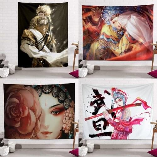 Peking Opera Huadan Wall Cloth Boho Decoration Home Decor Tarot Cards Wall Decor Kawaii Decor Decoration Mural Tapiz Gobelin
