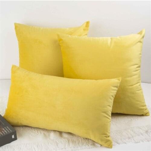 Solid Velvet Decorative Pillowcase for Living Room Yellow Cushion Cover for Chair-car-Seat -sofa Cushions 45x45cm Pillow Cases