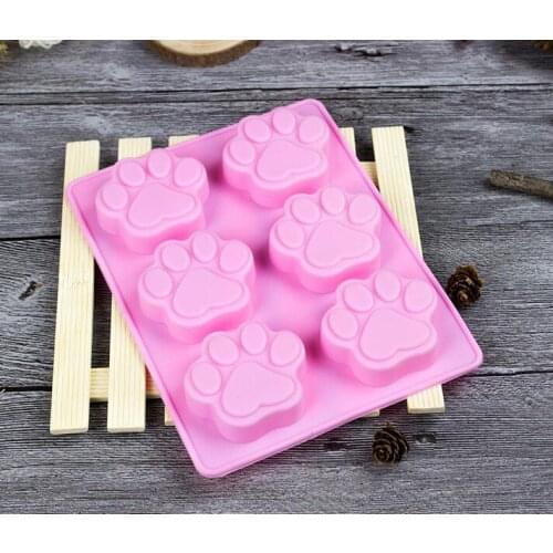 Wholesale 500pcs/lot wholesales Silicone mold 6 lattices catlike footprint handmade soap mold silicone cake moulds