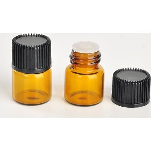 100pcs x 1ML Brown Glass Perfume Bottle For Essential Oils Empty Contenitori Cosmetici Vuoti For Personal Care Sample Jar
