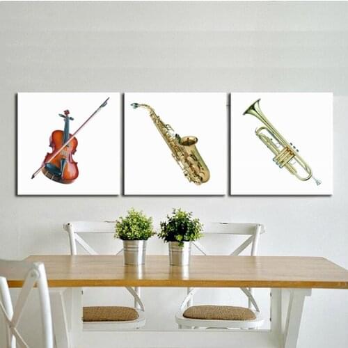 Realistic Music Instrument Still Life Modern 3 Piece Art Print Large Size Home decor for Living Room No frame Free Shipping