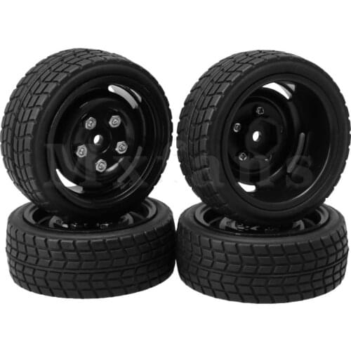 Mxfans 4pcs Square Lattice Shape Tires 5 Holes Rims for RC 1/10 On-Road Car