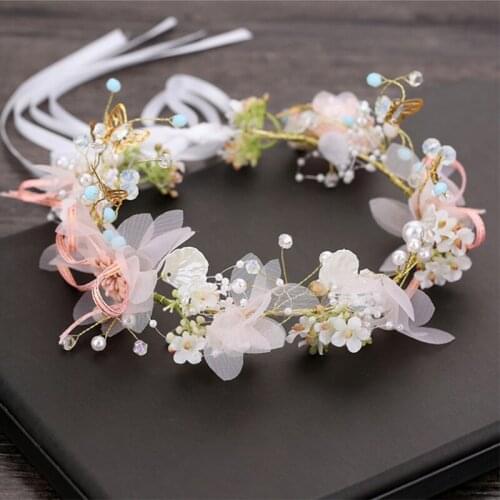 Wedding Headband Bridal Tiaras Hairwear Rose Ribbon Bridesmaid Wrist Flower Fake Flower Wreath Wedding Bride Hair Accessories