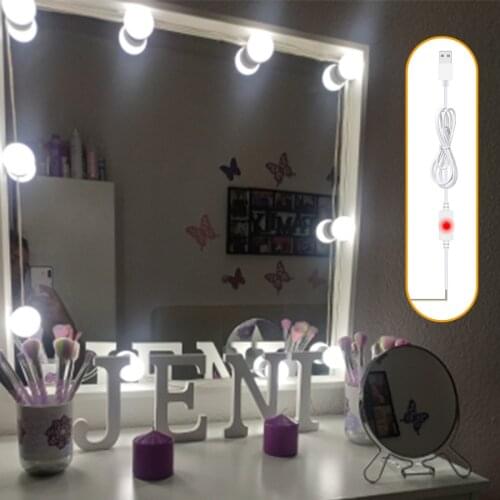USB LED Vanity Mirror Light Wall Lamp 2 6 10 14 Bulbs Kit Dimmable Bedroom Dressing Table Mirror Light Hollywood Vanity Lighting