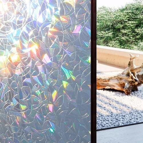 45cmX100cm Tinted 3D No Glue Static Decorative Privacy Window Rainbow Films for Stained Glass Self-Adhesive Film Anti UV Glass