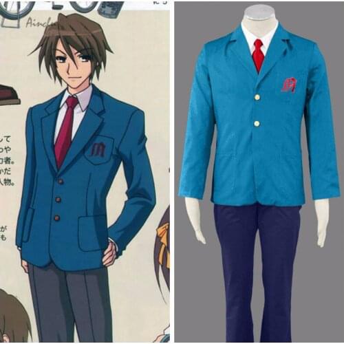 Ainclu Blue Suzumiya Haruhi no Yuuutsu Anime Boys Uniform Halloween Cosplay Costume Tailor-made/Customize for adult