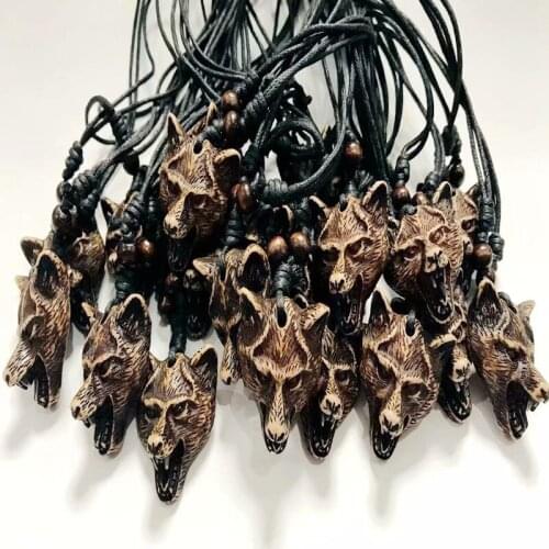 20 pcs Antique Wolf Head Necklace Vintage Jewelry Gift