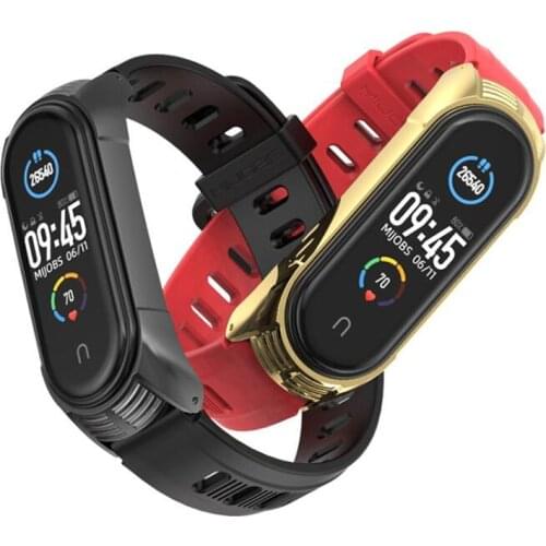 Waterproof TPU Strap For Xiaomi Mi Band 6/5/4/3 10 Colors Flat Hole Zinc Alloy Case Bracelet for Mi Band 4 3 5 6 Strap Wristband