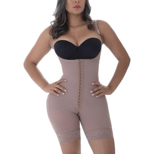 High Compression Slimming Braless Body Shaper with Butt Lifter Mid Thigh Length Tummy Control Reductive Fajas Waist Trainer