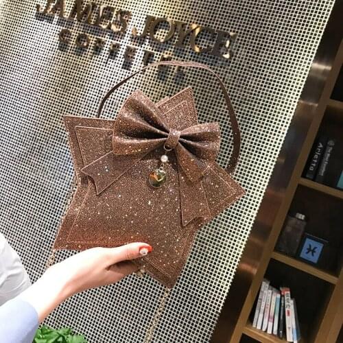 Womens Small Bag Pentagram Star Sequin Chain Messenger Bag Ladies Small Square Bag Fashion Single Shoulder Bag